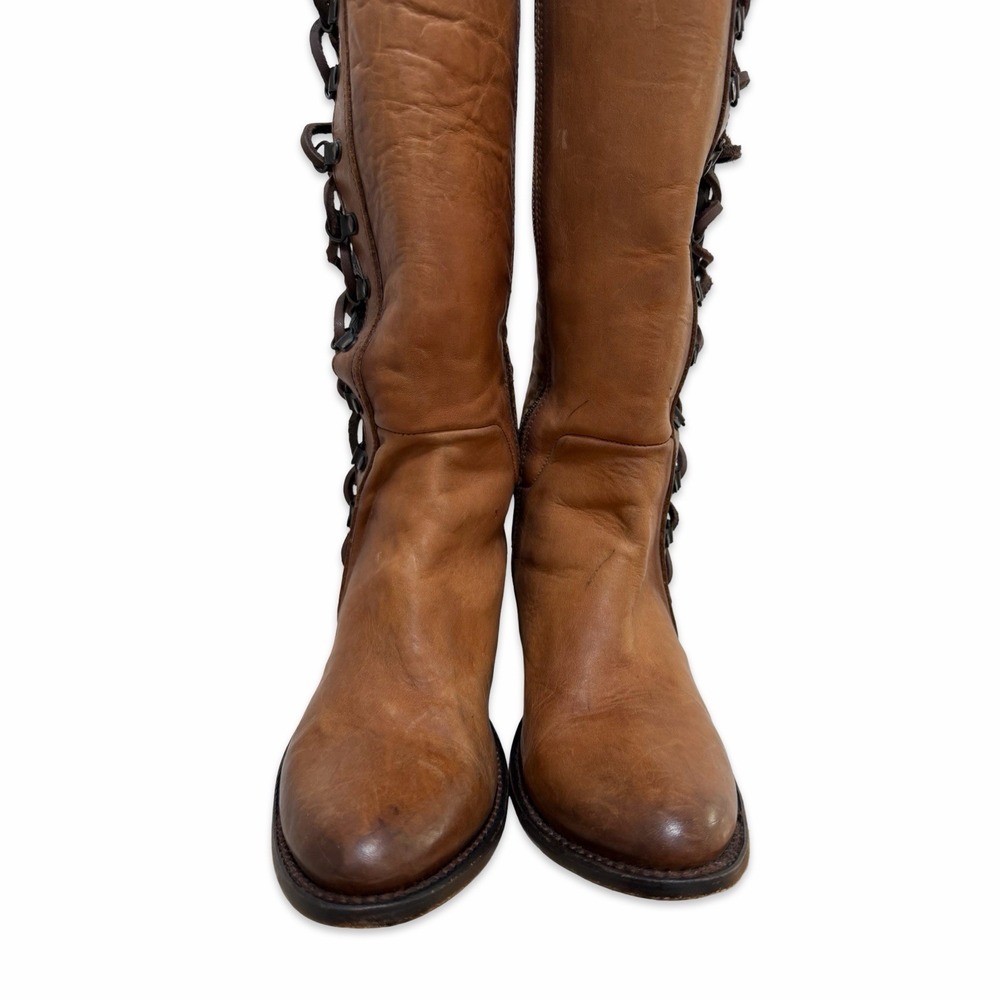 Freebird Wyatt Leather Lace Up Knee Tall Boot Women US 10 Cognac Brown Steampunk - Picture 9 of 16